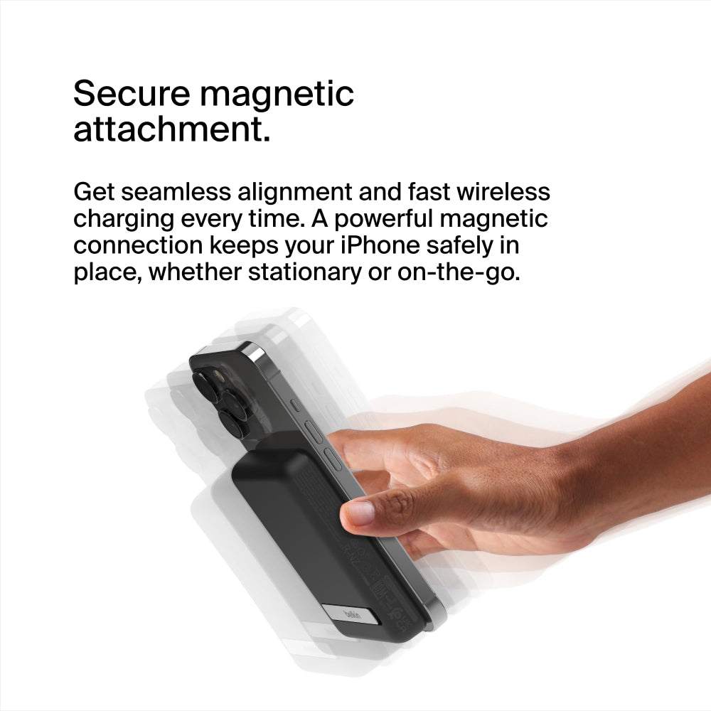 BELKIN BoostCharge Magnetic Wireless Power Bank 5K mAh MagSafe Compatible with Kick Stand - Black