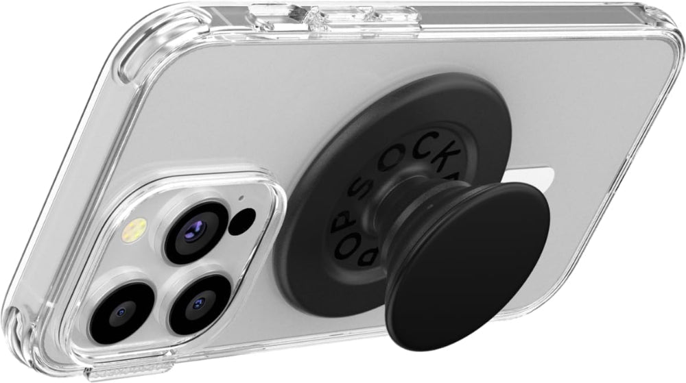 PopSockets MagSafe PopGrip Matte| Magnetic Phone Grip & Stand, Strong Magnet, for iPhone 15/14/13/12 & MagSafe Cases, Included Adapter Ring for non-MagSafe Phones & Cases - Black