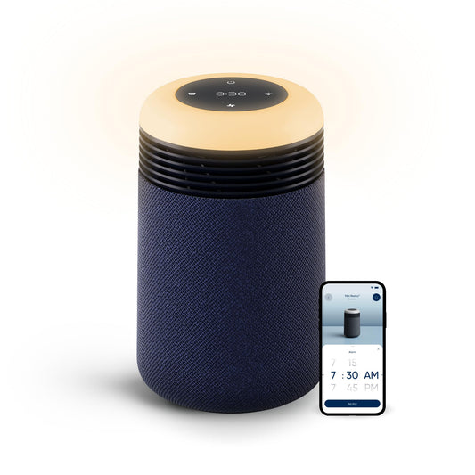 Blueair Mini Restful Air Purifier w/ Wake-Up Light, HEPASilent Tech, Smart Sleep Personalization, Sunrise Alarm, App Control & USB-C Charging, for Small to Medium size Bedrooms (140–336 sqft), Blue