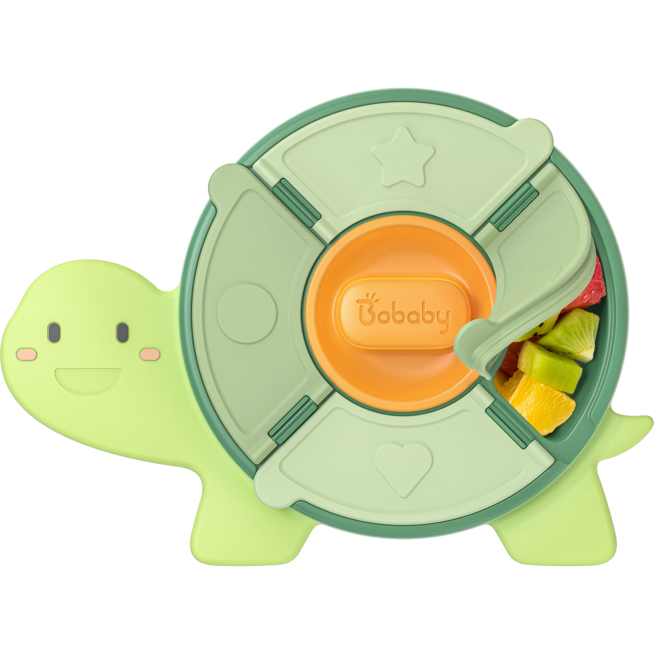 BoBaby Snack Buddies Turtle green 5-compartment silicone suction snack tray