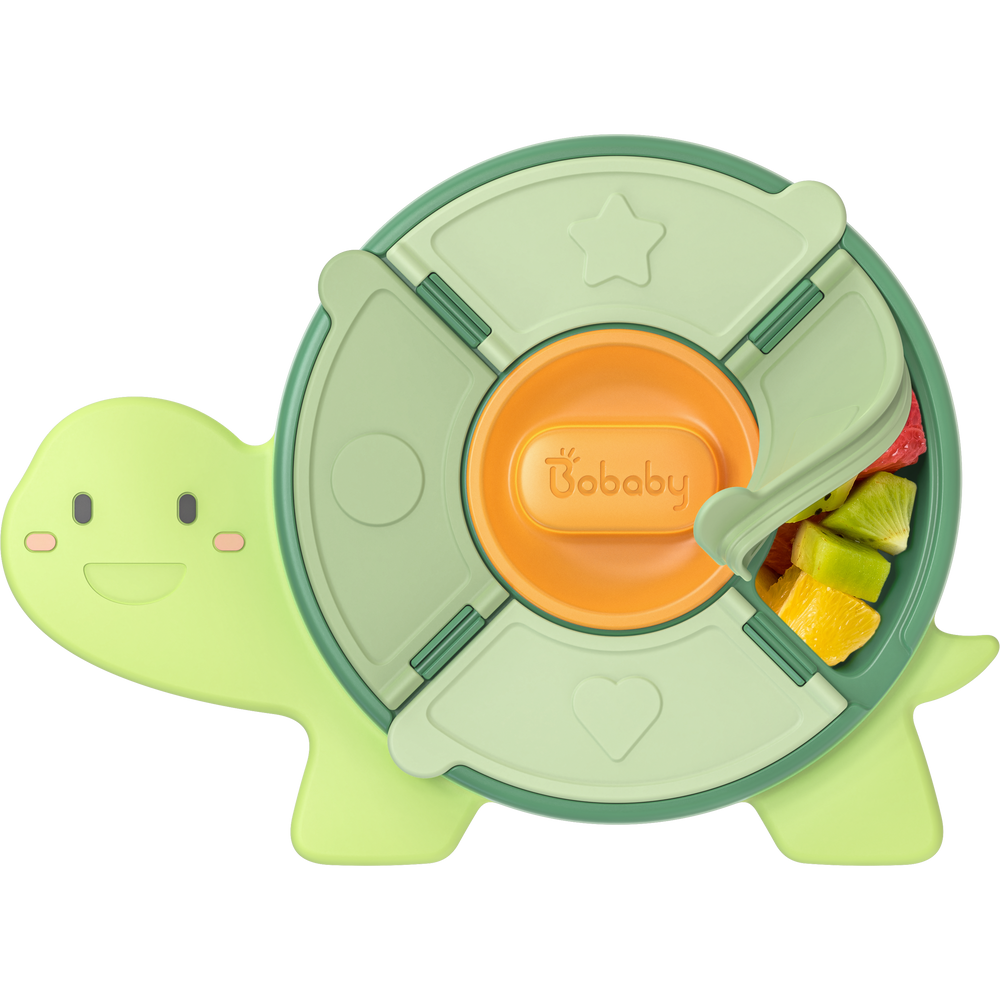 BoBaby Snack Buddies Turtle green 5-compartment silicone suction snack tray