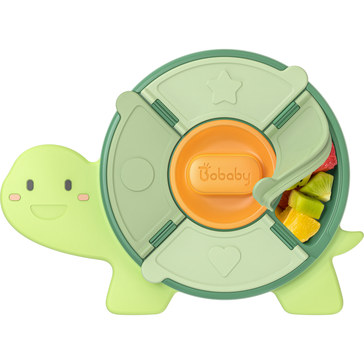 BoBaby Snack Buddies Turtle green 5-compartment silicone suction snack tray