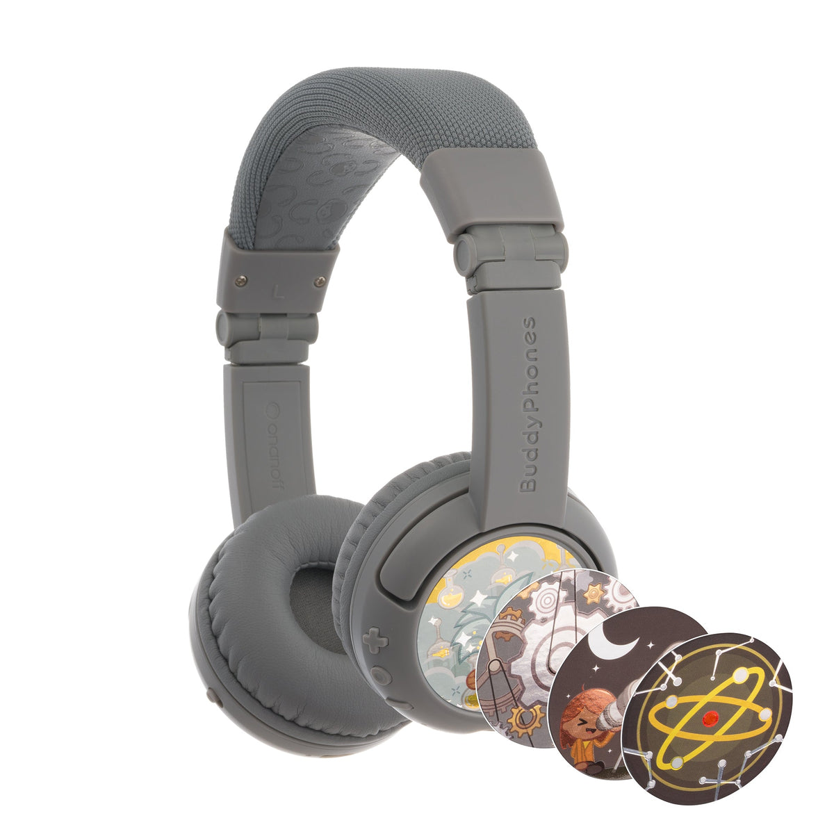 [OPEN BOX] BUDDYPHONES PLAY Plus Wireless Bluetooth Headphones for Kids - Gray Matter