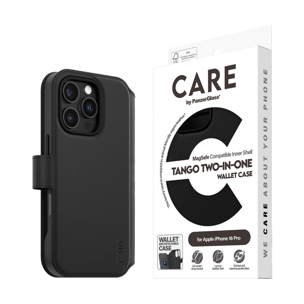 PANZERGLASS Care iPhone 16 Pro Two-In-One Wallet Case Feature Tango