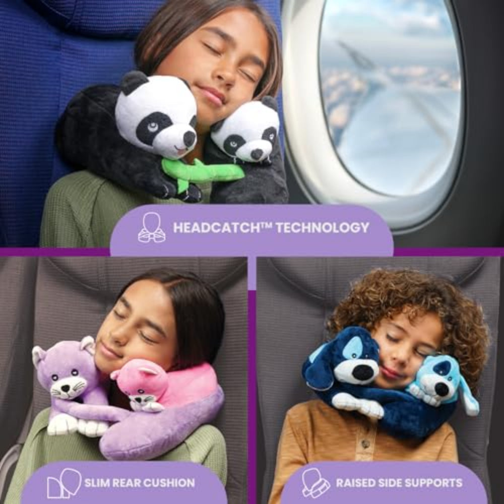 Cabeau Evolution Kid's Travel Pillow - Innovative Chin Strap & Head Support, Stops Head Movement, Super Soft & Fun Children Pillow Design for Comfortable Journeys, Washable - Kittens