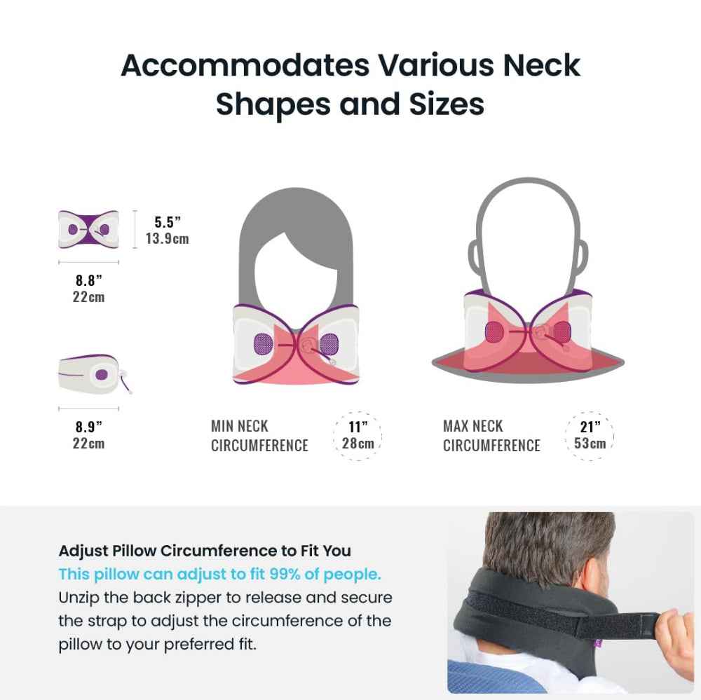 Cabeau Evolution X| First Customizable Neck Pillow, Adjustable Height & Neck Fit for Ultra Comfort, Supports Spine Alignment, w/ Air Vent for Cooling Effect, 14+ Years Old - Black/White