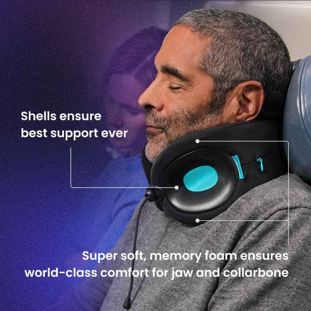Cabeau Evolution X| First Customizable Neck Pillow, Adjustable Height & Neck Fit for Ultra Comfort, Supports Spine Alignment, w/ Air Vent for Cooling Effect, 14+ Years Old - Dark/Light Blue