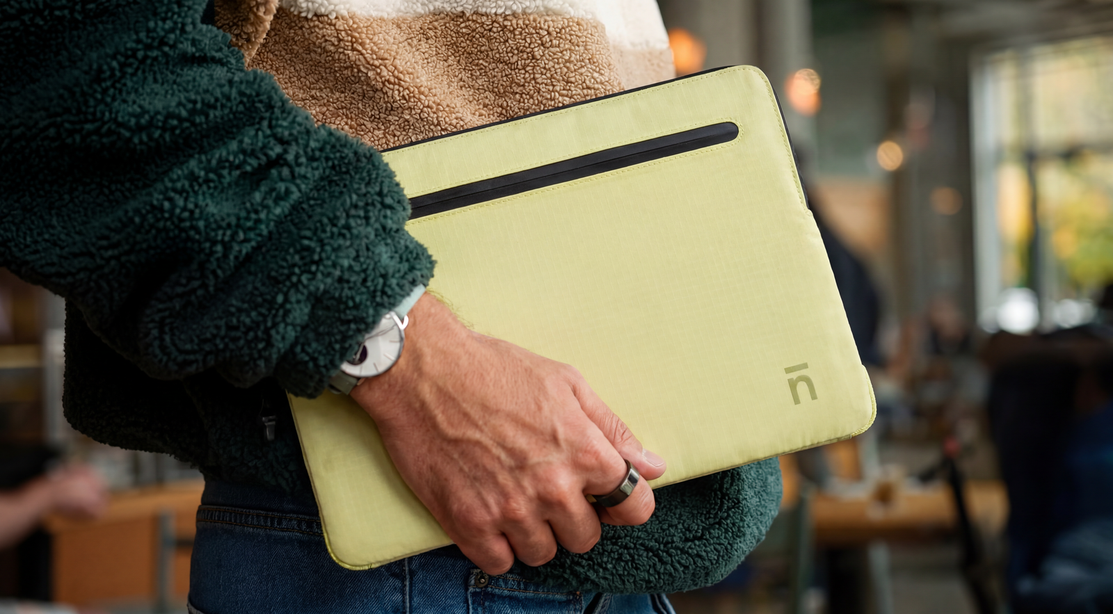 Native Union Neo Sleeve for MacBook Neo 13-inch, Recycled Ripstop Laptop Sleeve, Water-Resistant Fabric, 360° Foam-Padded Protection, Soft Interior Lining, Quick-Access Pocket, Lightweight Laptop Case, Lemon