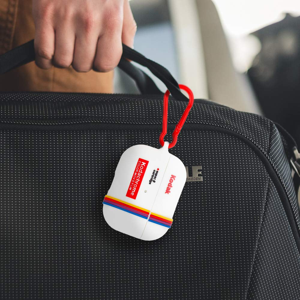 Case-Mate - Kodak AirPods Pro Case - Kodak White with Kodachrome Stripes with Red Clip