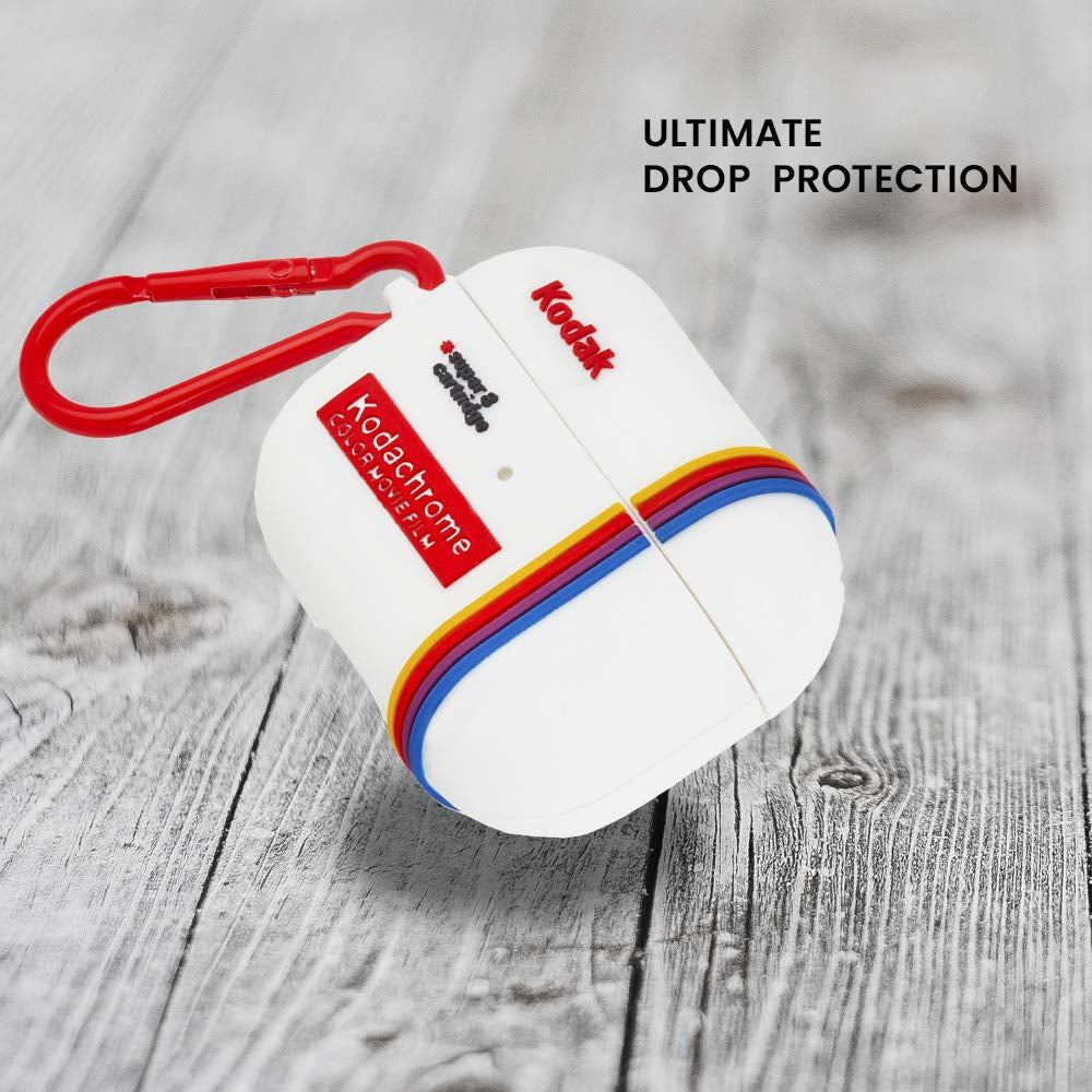 Case-Mate - Kodak AirPods Pro Case - Kodak White with Kodachrome Stripes with Red Clip