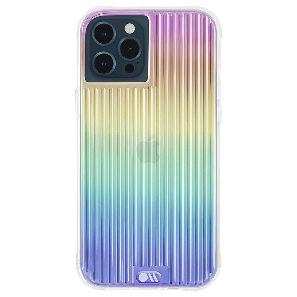 Case-Mate Tough Groove Case for Apple iPhone 12 / 12 Pro - 10-Ft Drop Protection w/ Micropel Anti-microbial Layer 1-PC Construction Groove Design Wireless Charging Compatible - Iridiscent