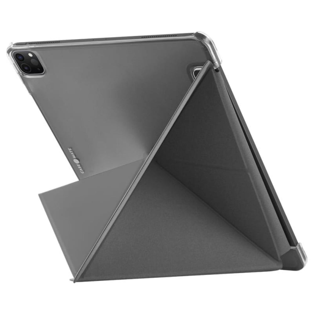 Case-mate Multi-Stand Case for Apple iPad Pro 11" 2021 3rd Gen|Folding Origami Folio Cover, Impact & Scratch Protection, Slim & Thin, See-Through Apple Logo - Black