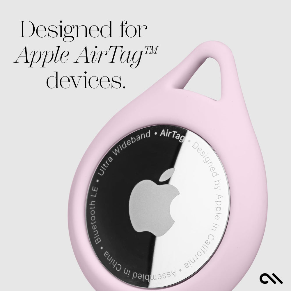 Case-mate Tough Sport Apple AirTag Case w/ Strap | Easily Insert or Remove AirTag, Scratch Protection for Apple AirTag | Sporty Strap Easily Loops to Bags, Purse, Kids - Blush