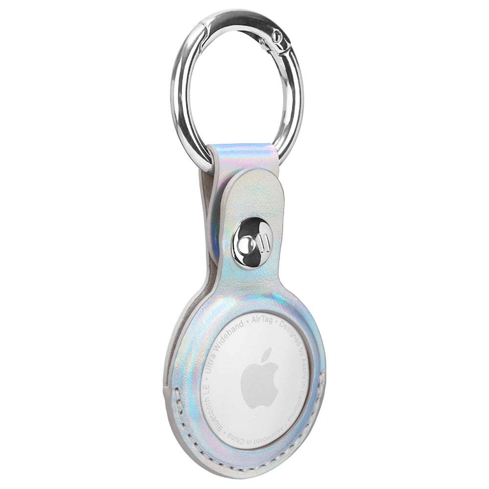 Case-mate Leather Keychain Apple AirTag Case |Innovative Heavy Duty Ring Clip, Easily Insert or Remove AirTag, Scratch Protection for Apple AirTag - Iridescent