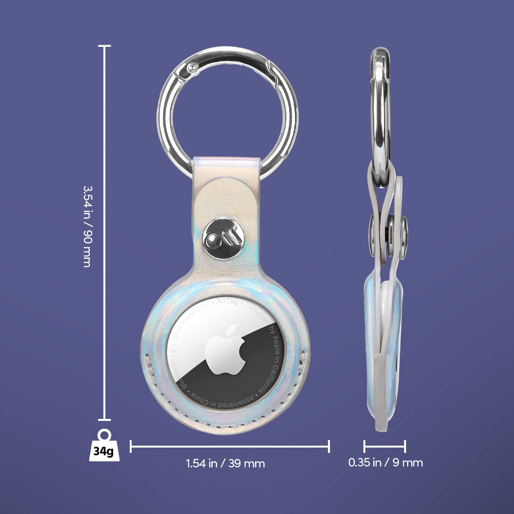 Case-mate Leather Keychain Apple AirTag Case |Innovative Heavy Duty Ring Clip, Easily Insert or Remove AirTag, Scratch Protection for Apple AirTag - Iridescent
