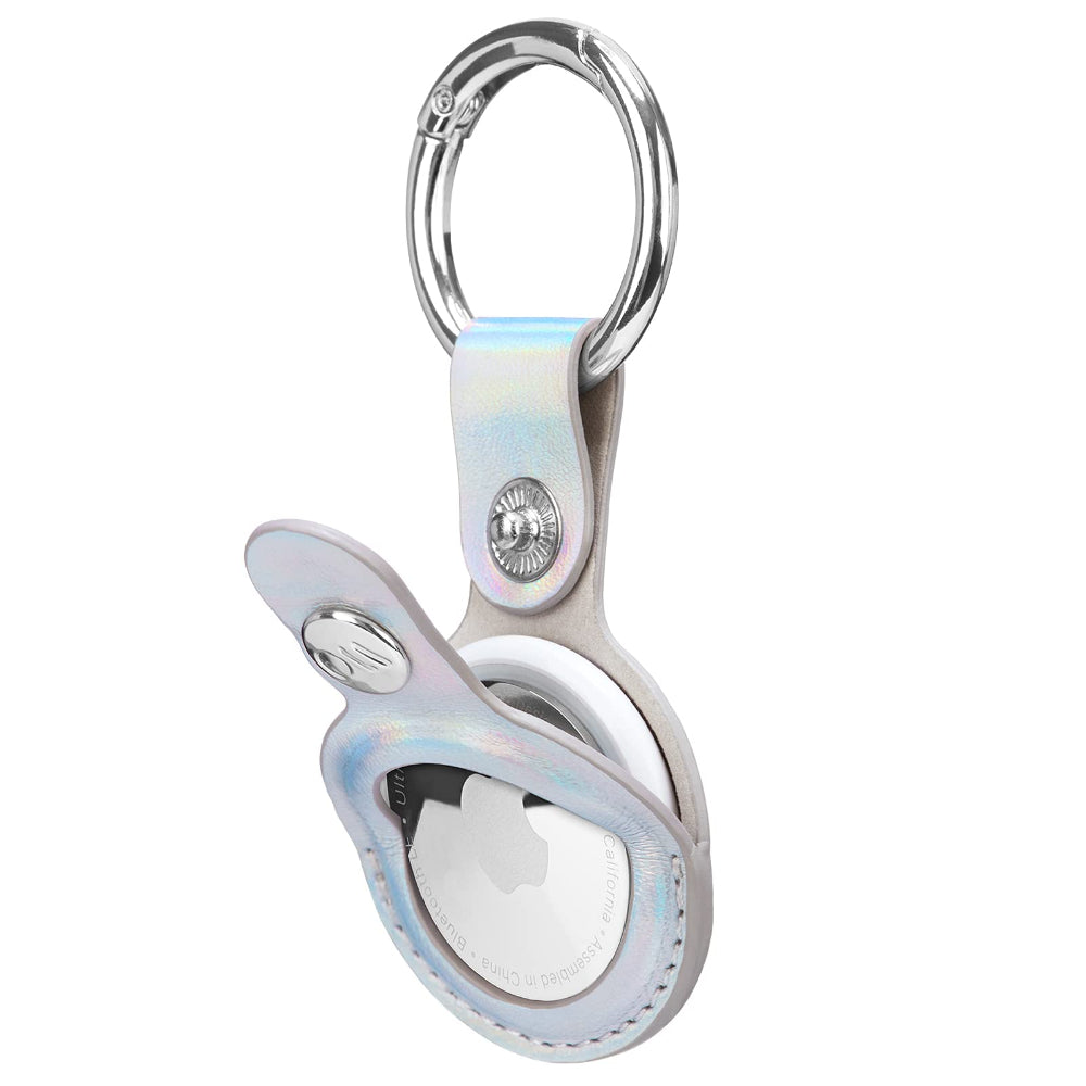Case-mate Leather Keychain Apple AirTag Case |Innovative Heavy Duty Ring Clip, Easily Insert or Remove AirTag, Scratch Protection for Apple AirTag - Iridescent