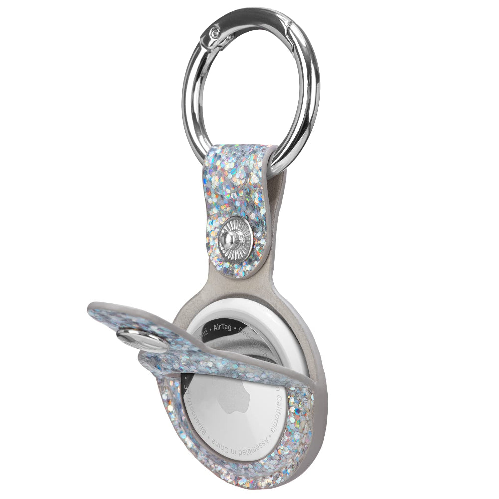 Case-mate Leather Keychain Apple AirTag Case |Innovative Heavy Duty Ring Clip, Easily Insert or Remove AirTag, Scratch Protection for Apple AirTag - Sparkle