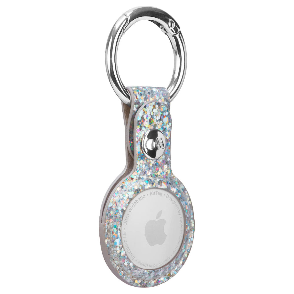 Case-mate Leather Keychain Apple AirTag Case |Innovative Heavy Duty Ring Clip, Easily Insert or Remove AirTag, Scratch Protection for Apple AirTag - Sparkle