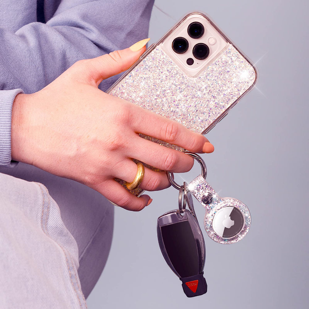 Case-mate Leather Keychain Apple AirTag Case |Innovative Heavy Duty Ring Clip, Easily Insert or Remove AirTag, Scratch Protection for Apple AirTag - Sparkle