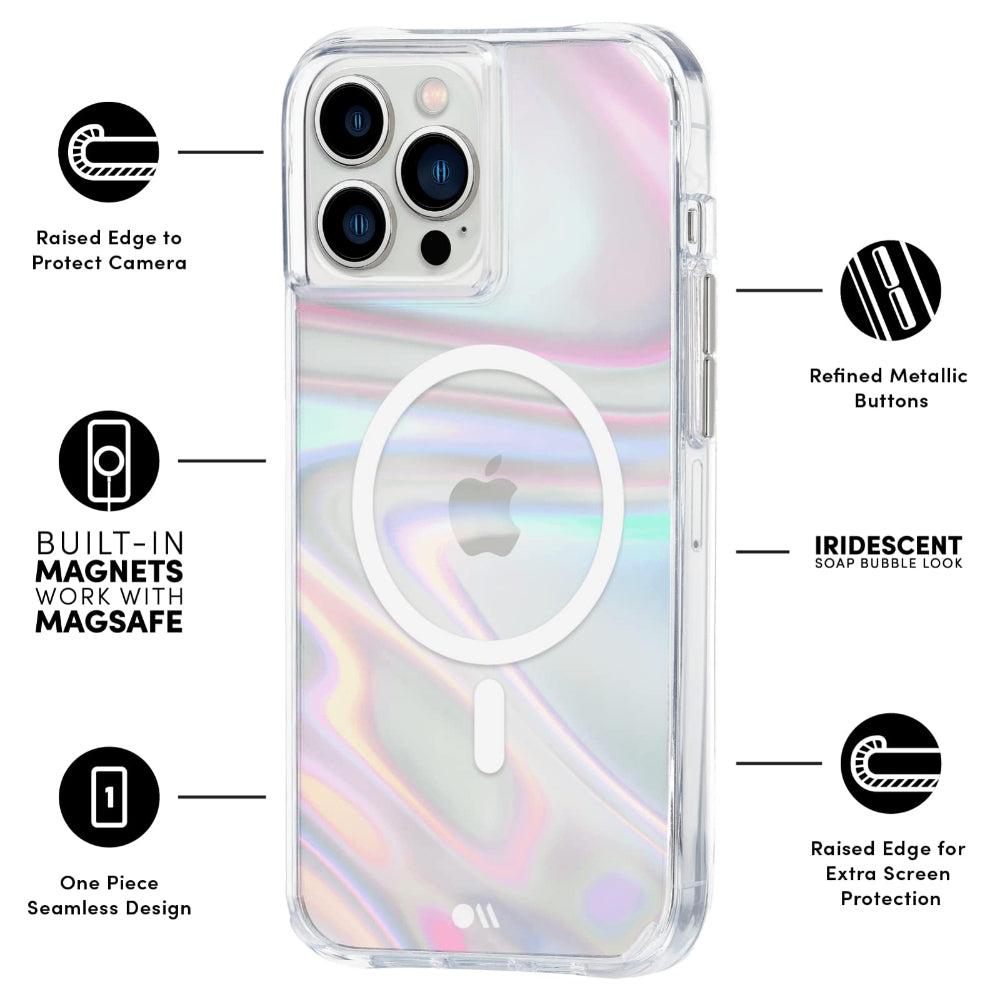 جراب CASE-MATE لهاتف iPhone 13 - تصميم فقاعي مع MagSafe ومضاد للميكروبات - متقزح الألوان