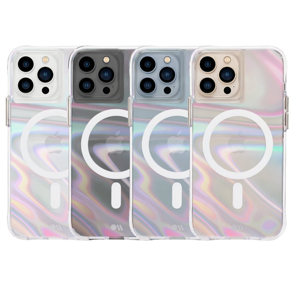جراب CASE-MATE لهاتف iPhone 13 - تصميم فقاعي مع MagSafe ومضاد للميكروبات - متقزح الألوان