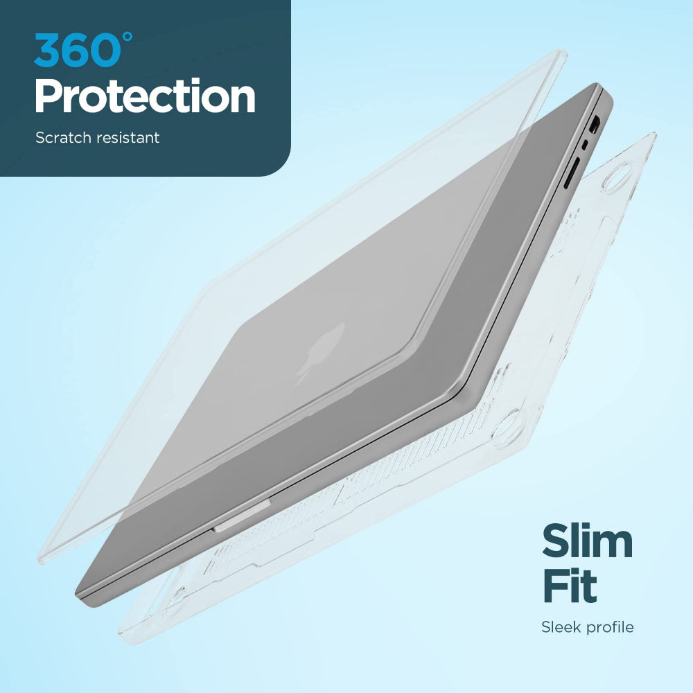 Case-mate Snap-On Apple Macbook Pro 16" (M4 2024/M3, M2 2023/M1 2021) Case (USB-C) - Transparent Hardshell cover Impact & Scratch Protection, See-Through Apple Logo w/ Keyboard Cover (US & UK Layout) - Clear