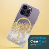 Case-mate Karat Case w/ Magsafe for Apple iPhone 14 Pro 2022 6.1" - 10-Ft Drop Protection w/ Micropel Antimicrobial Layer 1-Pc Construction, Built-in Magnet for Magsafe Wireless Charging - Marble