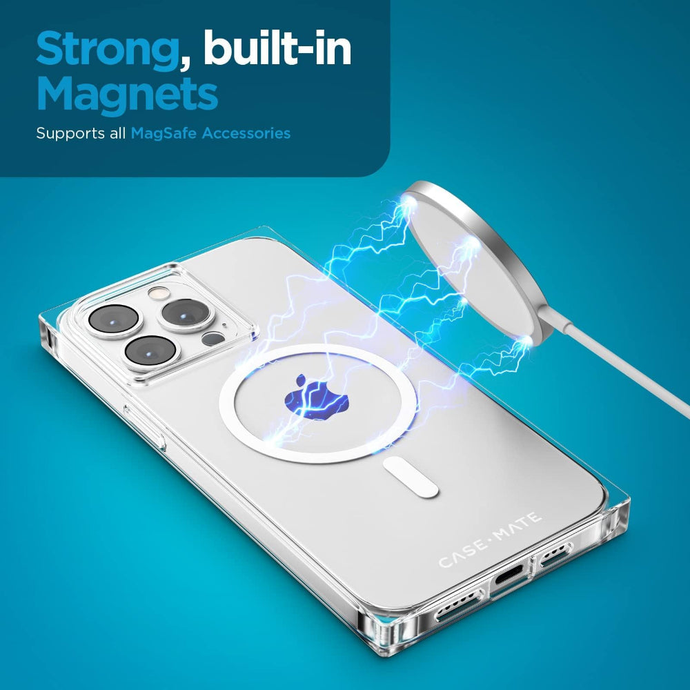 Case-mate Blox Case for Apple iPhone 14 Pro Max 2022 6.7" - 10-Ft Drop Protection w/ Micropel Antimicrobial Layer 1-Pc Construction, Built-in Magnet for Magsafe Wireless Charging - Clear