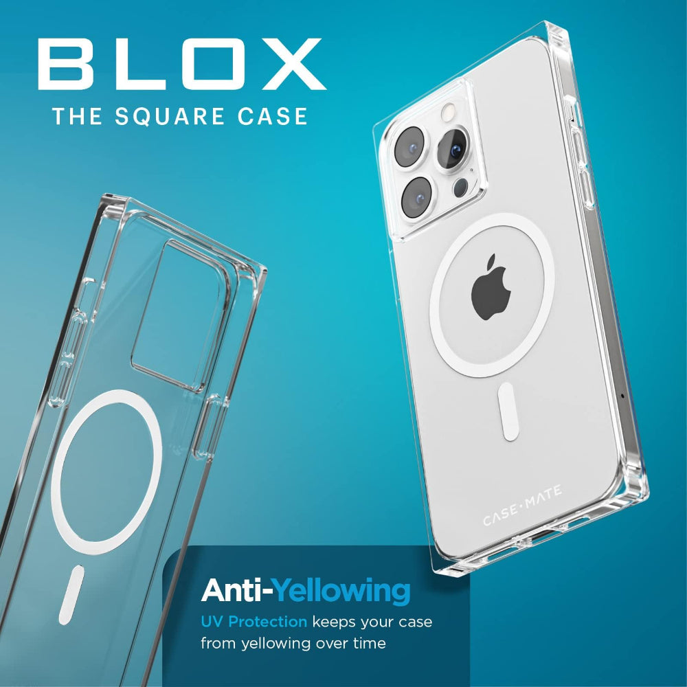 Case-mate Blox Case for Apple iPhone 14 Pro Max 2022 6.7" - 10-Ft Drop Protection w/ Micropel Antimicrobial Layer 1-Pc Construction, Built-in Magnet for Magsafe Wireless Charging - Clear