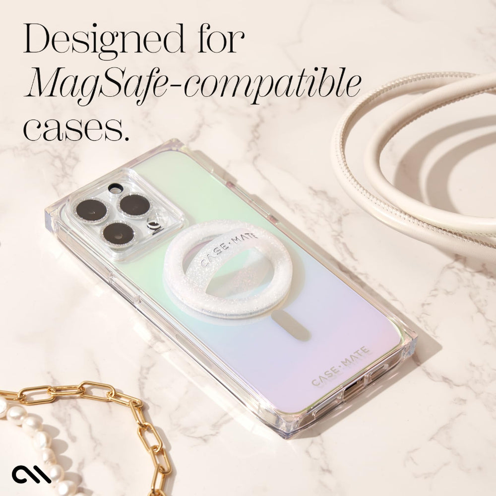 مقبض CASE-MATE ذو الحلقة المغناطيسية متوافق مع MagSafe - أبيض لامع