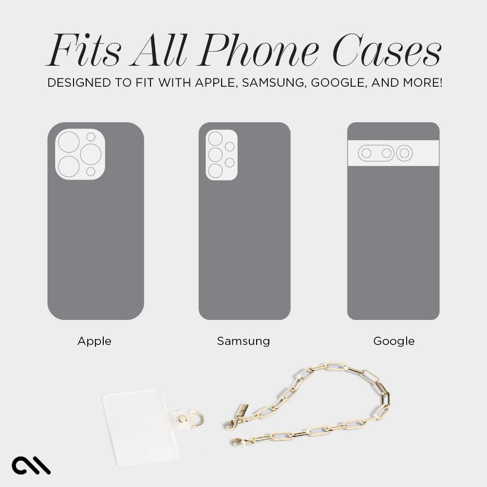 Case-mate GOLD LINK CHAIN PHONE WRISTLET|Detachable Universal Phone Strap, Secure Anchor & Latch, Fashionable & Stylish, Made from HypoAllergnenic Material, Works w/ Apple & Android Cases - Gold