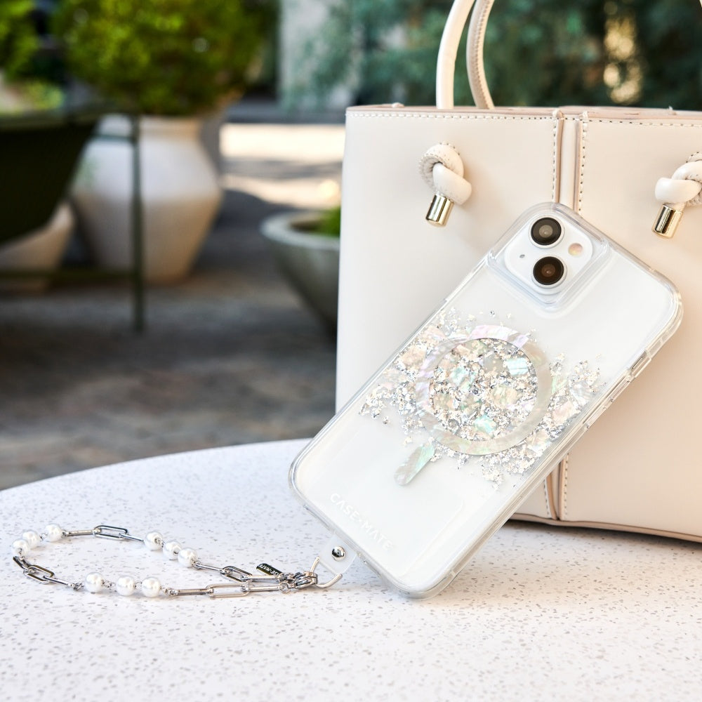CASE-MATE iPhone 15 Karat Case with Magsafe - Anti-Scratch &amp; Anti-Microbial - Pearl
