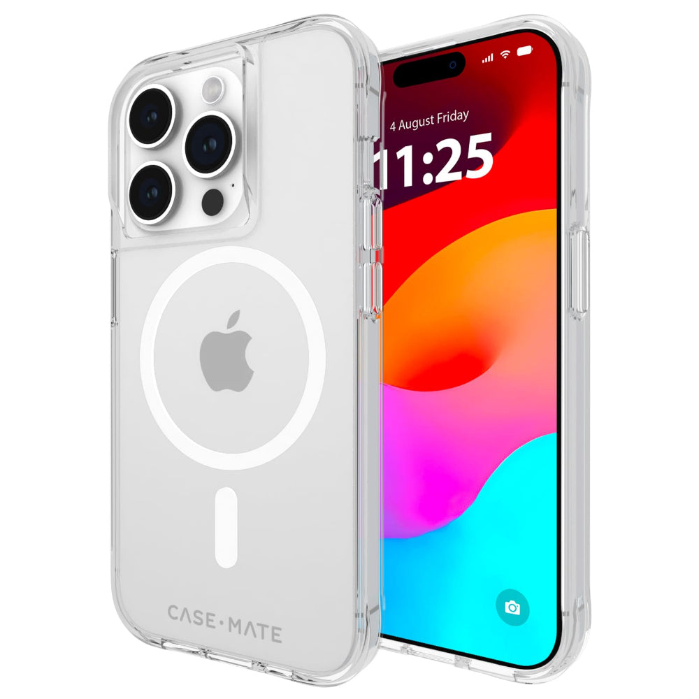 Case-mate Tough Case w/ Magsafe for Apple iPhone 15 Pro 2023 6.1"| 12-Ft Drop Protection w/ Anti-Scratch Coating, AntiMicrobial Layer, Anti-Yellowing, Raised Edges, Wireless Charging- Clear
