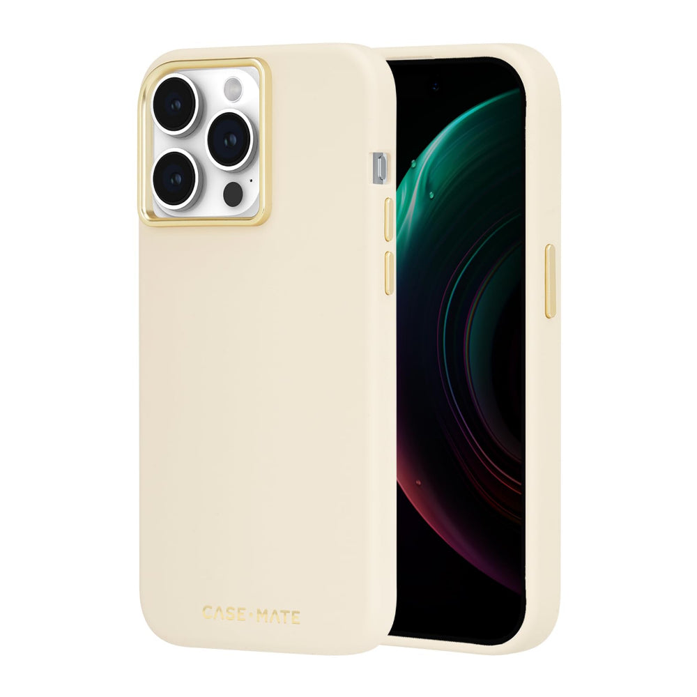 Case-mate Silicone Case w/ Magsafe for Apple iPhone 15 Pro 2023 6.1"| 12-Ft Drop Protection w/ Anti-Scratch Coating, AntiMicrobial Layer, Raised Edges, Soft Texture, Wireless Charging- Beige