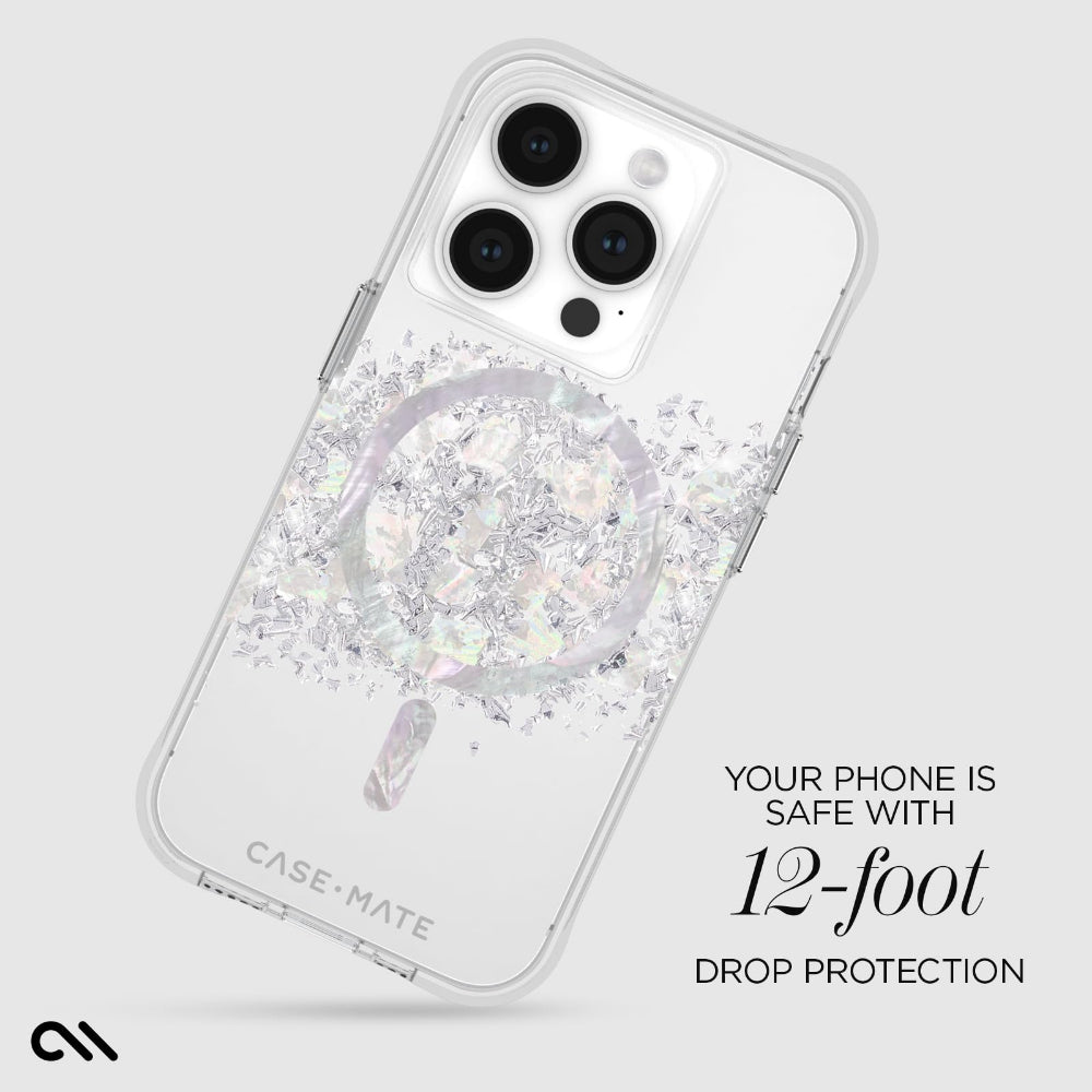 Case-mate Karat Case w/ Magsafe for Apple iPhone 15 Pro 2023 6.1"| 12-Ft Drop Protection w/ Anti-Scratch Coating, AntiMicrobial Layer, Raised Edges, 1-Pc Construction, Wireless Charging - Pearl