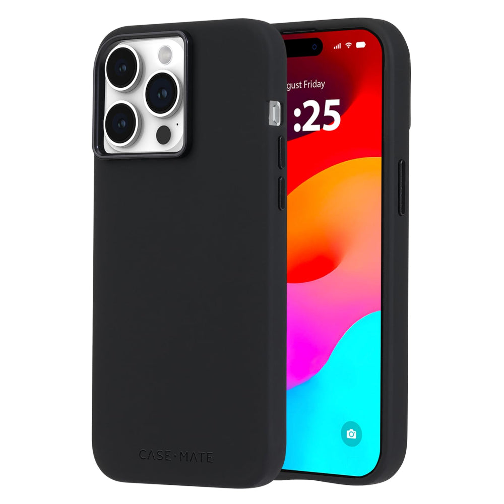 Case-mate Silicone Case w/ Magsafe for Apple iPhone 15 Pro Max 2023 6.7"| 12-Ft Drop Protection w/ Anti-Scratch Coating, AntiMicrobial Layer, Raised Edges, Soft Texture, Wireless Charging- Black
