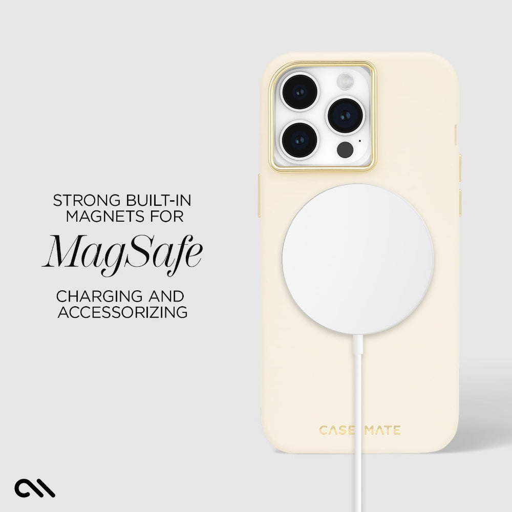 Case-mate Silicone Case w/ Magsafe for Apple iPhone 15 Pro Max 2023 6.7"| 12-Ft Drop Protection w/ Anti-Scratch Coating, AntiMicrobial Layer, Raised Edges, Soft Texture, Wireless Charging- Beige
