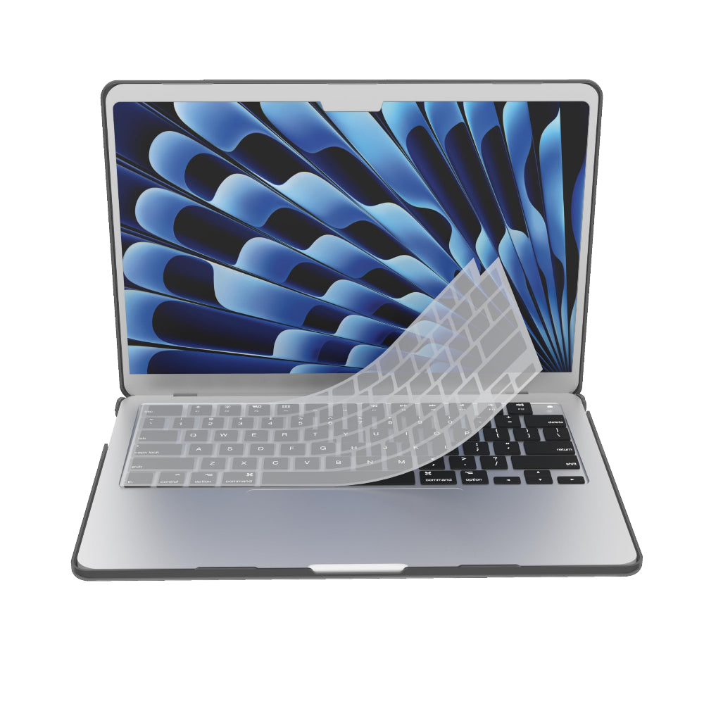 Case-mate Apple Macbook Air 15" M3/M2 (2024/2023) Snap-on Case - Transparent Hardshell cover Impact & Scratch Protection, See-Through Apple Logo w/ Keyboard Cover (US & UK Layout) - Smoke