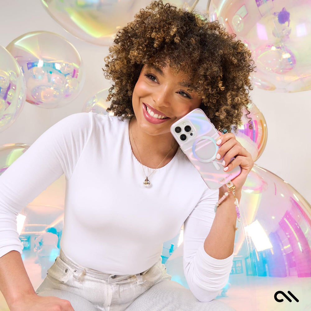Case-mate Soap Bubble Case w/ Magsafe for Apple iPhone 16 Pro 6.3" 2024| 12-Ft Drop Protection w/ Anti-Scratch Anti Yellowing Coating, Raised Edges, Fashion Case, Wireless Charging - Iridiscent