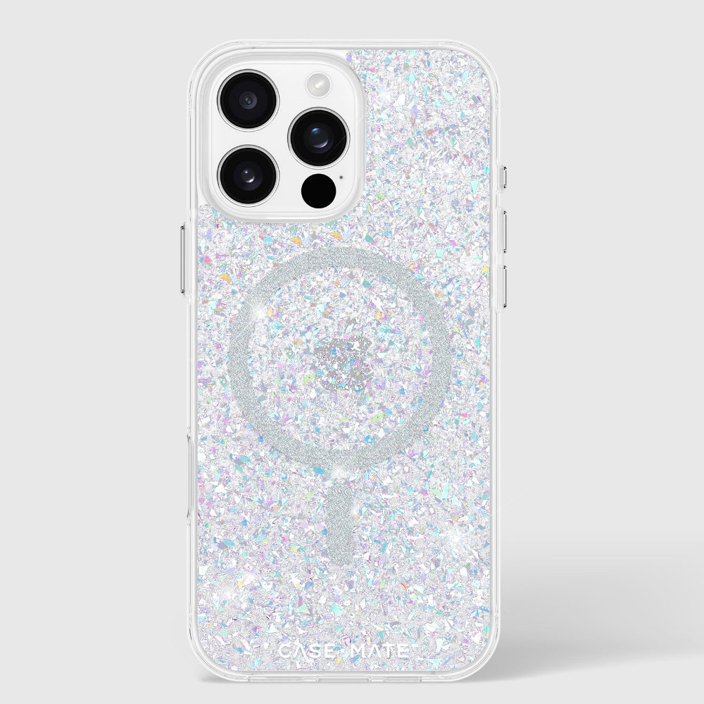Case-mate Twinkle Case w/ Magsafe for Apple iPhone 16 Pro Max 6.9" 2024| 12-Ft Drop Protection w/ Anti-Scratch Anti Yellowing Coating, Raised Edges, Fashion Case, Wireless Charging - Silver