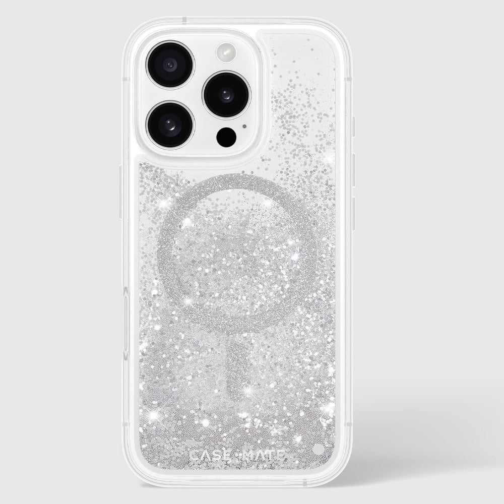 غطاء حماية CASE-MATE لهاتف iPhone 16 Pro بتقنية Waterfall Magsafe، فضي اللون