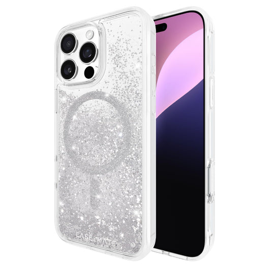 Case-mate Waterfall Case w/ Magsafe for Apple iPhone 16 Pro Max 6.9" 2024| 12-Ft Drop Protection w/ Anti-Scratch Anti Yellowing Coating, Raised Edges,Fashion Case, Wireless Charging - Silver