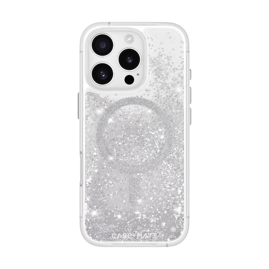 Case-mate Waterfall Case w/ Magsafe for Apple iPhone 16 Pro 6.3" 2024| 12-Ft Drop Protection w/ Anti-Scratch Anti Yellowing Coating, Raised Edges,Fashion Case, Wireless Charging - Silver