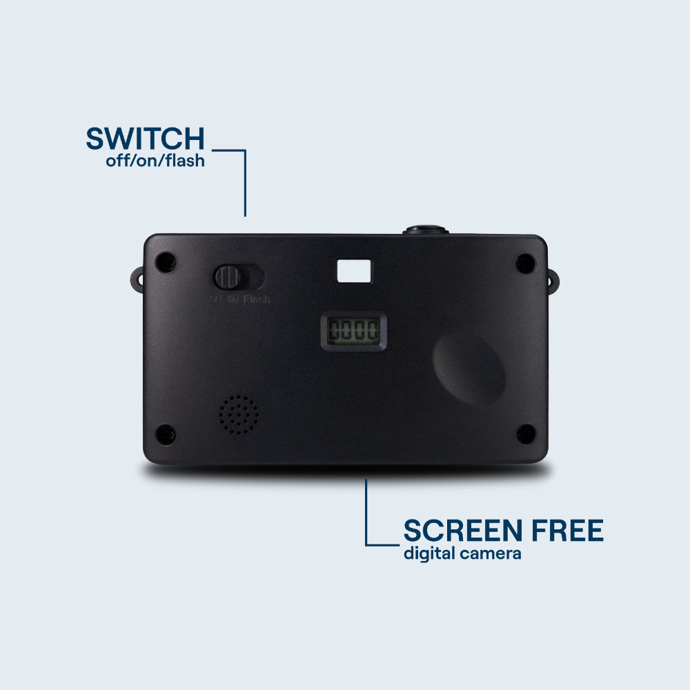 Camp Snap V105 Screen-Free Digital Camera | 8MP Point-and-Shoot Vintage Style, LED Flash, Rechargeable Battery, 500 Photos per charge, Includes 4GB Micro SD Card, for Kids and Adults, Denim