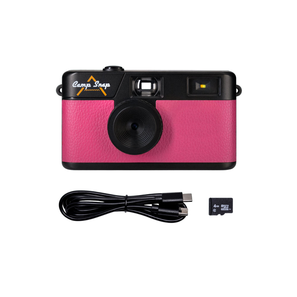 Camp Snap V105 Screen-Free Digital Camera | 8MP Point-and-Shoot Vintage Style, LED Flash, Rechargeable Battery, 500 Photos per charge, Includes 4GB Micro SD Card, for Kids and Adults, Flamingo Pink