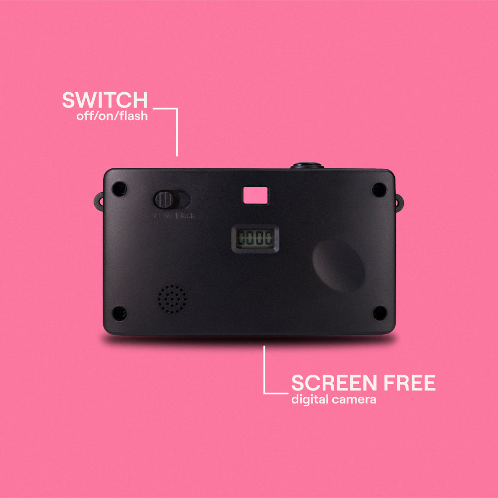 Camp Snap V105 Screen-Free Digital Camera | 8MP Point-and-Shoot Vintage Style, LED Flash, Rechargeable Battery, 500 Photos per charge, Includes 4GB Micro SD Card, for Kids and Adults, Flamingo Pink