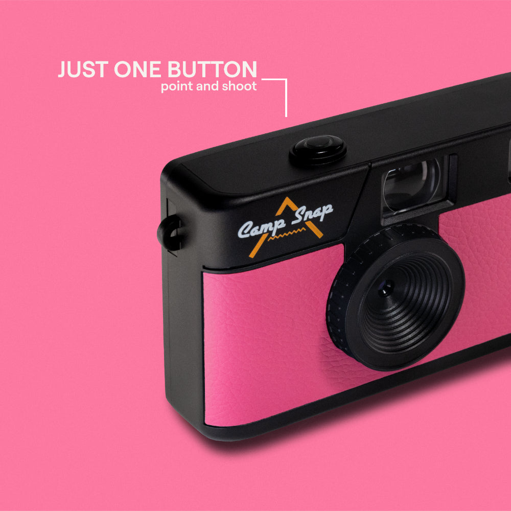 Camp Snap V105 Screen-Free Digital Camera | 8MP Point-and-Shoot Vintage Style, LED Flash, Rechargeable Battery, 500 Photos per charge, Includes 4GB Micro SD Card, for Kids and Adults, Flamingo Pink