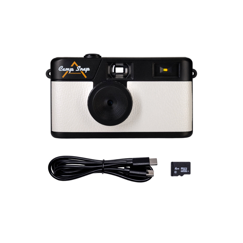 Camp Snap V105 Screen-Free Digital Camera | 8MP Point-and-Shoot Vintage Style, LED Flash, Rechargeable Battery, 500 Photos per charge, Includes 4GB Micro SD Card, for Kids and Adults, Arctic White