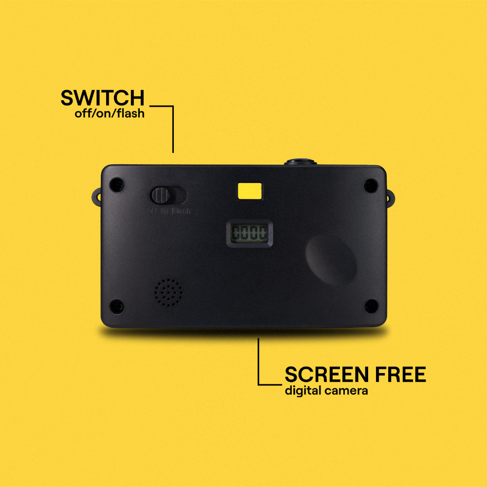 Camp Snap V105 Screen-Free Digital Camera | 8MP Point-and-Shoot Vintage Style, LED Flash, Rechargeable Battery, 500 Photos per charge, Includes 4GB Micro SD Card, for Kids and Adults, Sunbeam Yellow