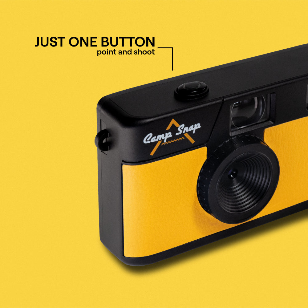 Camp Snap V105 Screen-Free Digital Camera | 8MP Point-and-Shoot Vintage Style, LED Flash, Rechargeable Battery, 500 Photos per charge, Includes 4GB Micro SD Card, for Kids and Adults, Sunbeam Yellow